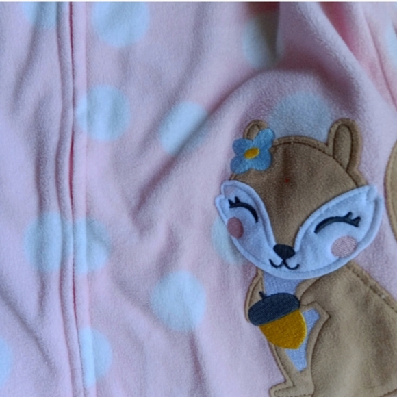 Carter's Super Soft Fleece Feet Polka Dot/Squirrel Pajamas - Picture 2 of 3